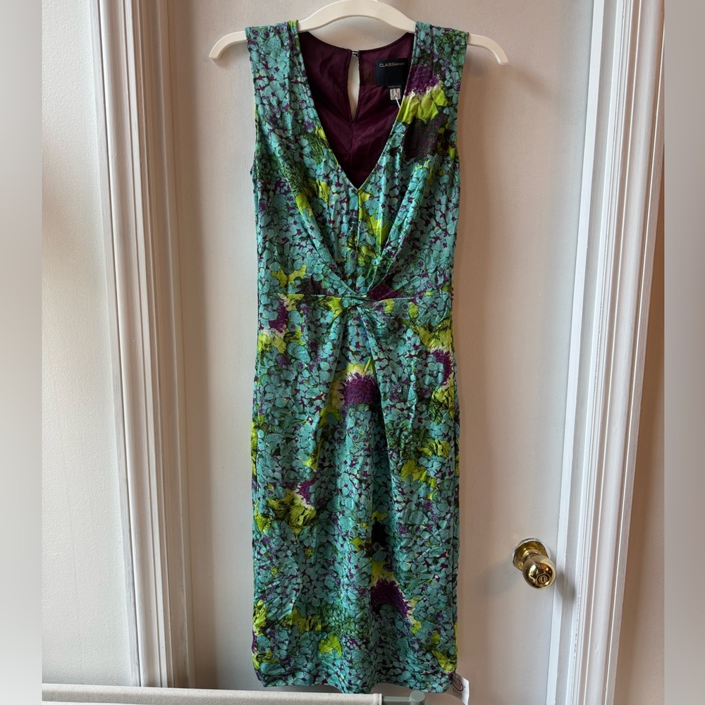 Roberto Cavalli Teal and Purple Floral Midi Dress